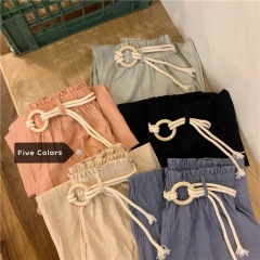 Pants women summer Korean high waist show thin, versatile drop feel loose wide leg students' nine point casual straight pants
