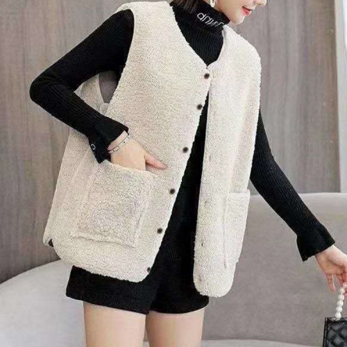 Lambskin vest women's short style fall / winter 2020 new Korean style fur one piece vest coat