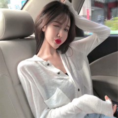 Guantu ice silk knitted sweater women's cardigan summer collar loose and versatile air conditioning shirt thin sunscreen shirt shawl