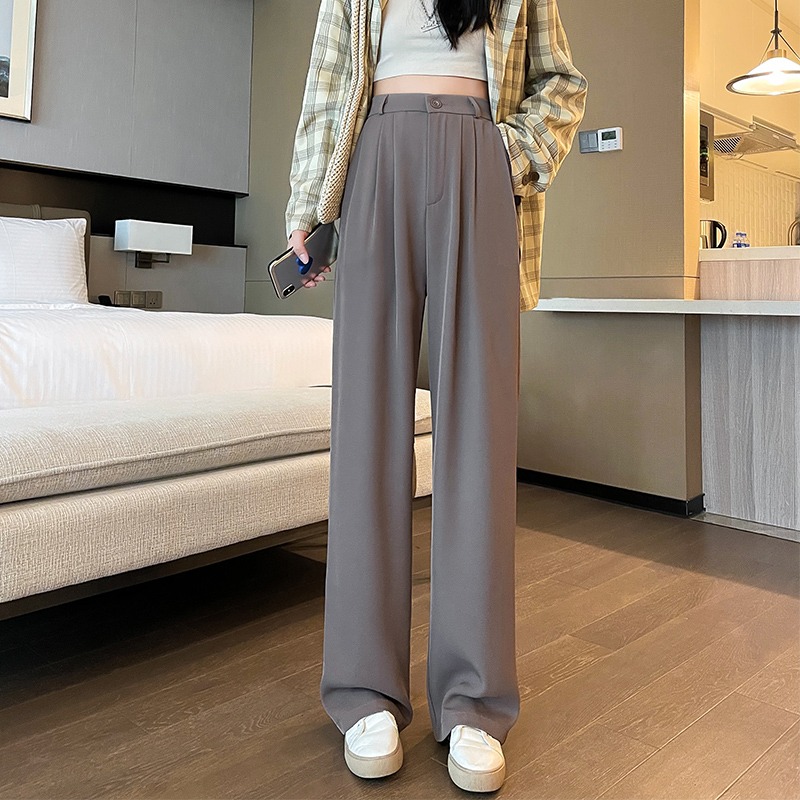 Suit fabric wide leg pants women's summer thin 2022 new high waist hanging feeling suit pants feeling hanging feeling