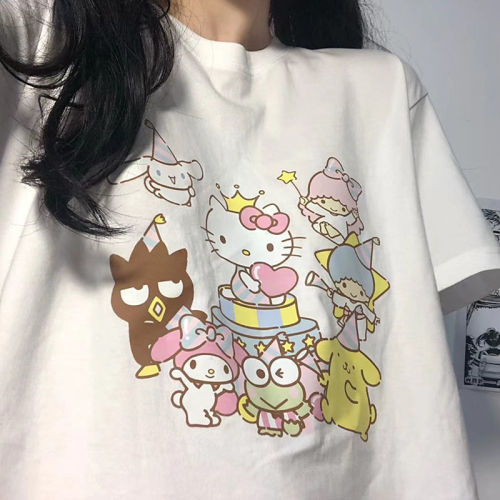 Official picture cotton short sleeve t-shirt female Japanese soft girl cartoon Sanrio party