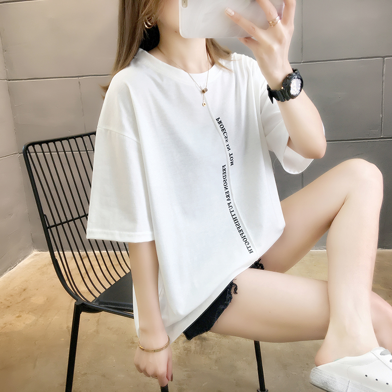 Real shot combed cotton Pullover summer dress new fashion simple loose short sleeve T-shirt