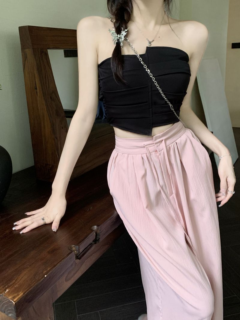 Real price real shot three standard Qi small sexy hot girl irregular cut tube top women's top
