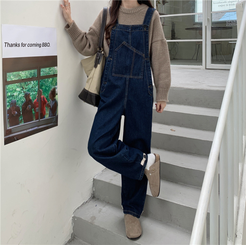 Real shooting autumn and winter new large size fat mm tooling jumpsuit high waist loose overalls M-5XL200 catties