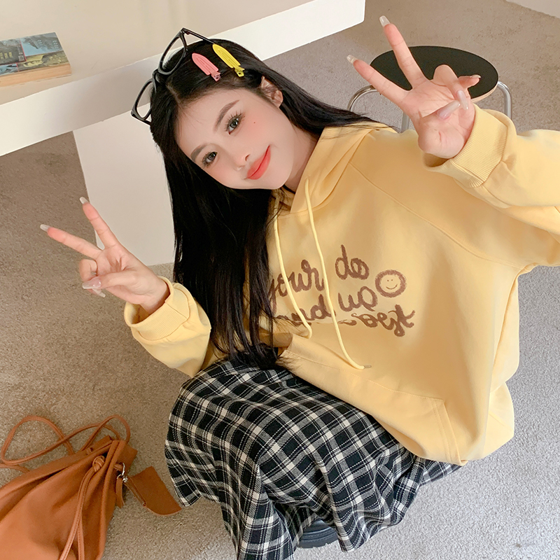 2024 Large Size Women's Hooded Sweatshirt with Letter Print Loose Fit Sweatshirt, Fleece Lined and Thickened
