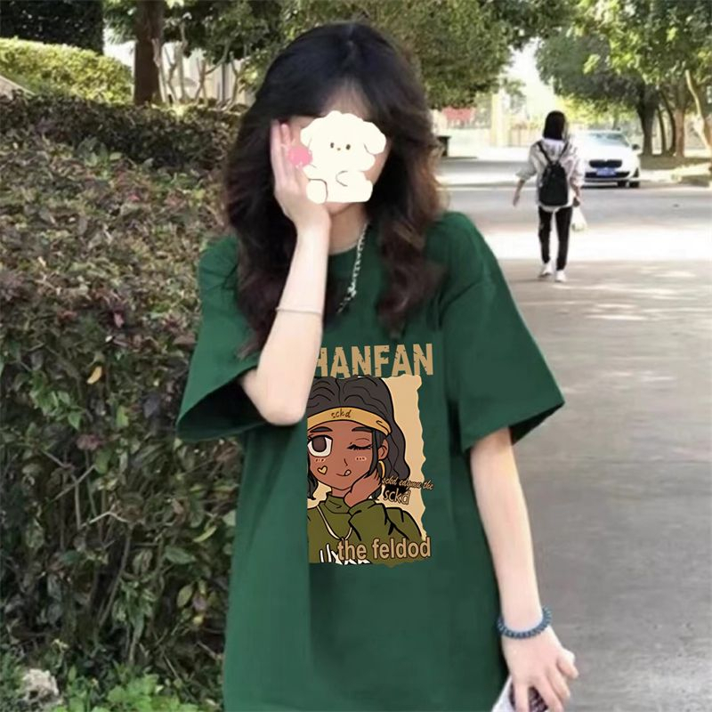 6535 cotton summer new Hong Kong style letter printing short-sleeved T-shirt loose slim round neck bottoming top women