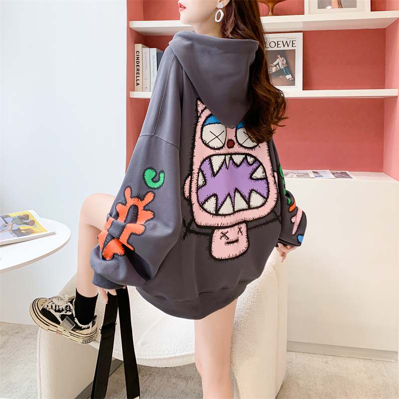 Real shot autumn Korean version loose Huamian composite milk silk mid-length large size women's thin section sweater women