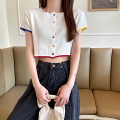 Real shot viscose short sleeve T-shirt women's sweater net red