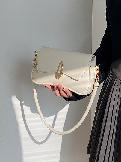 High-end bag women's new retro black texture small square bag hand-held armpit bag shoulder Messenger bag