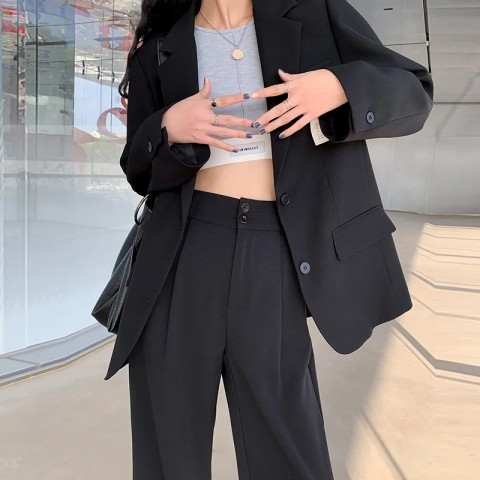 Wide leg pants women's spring and summer sagging feeling high waist suit pants 2022 new style pants women's thin thick leg straight floor mops