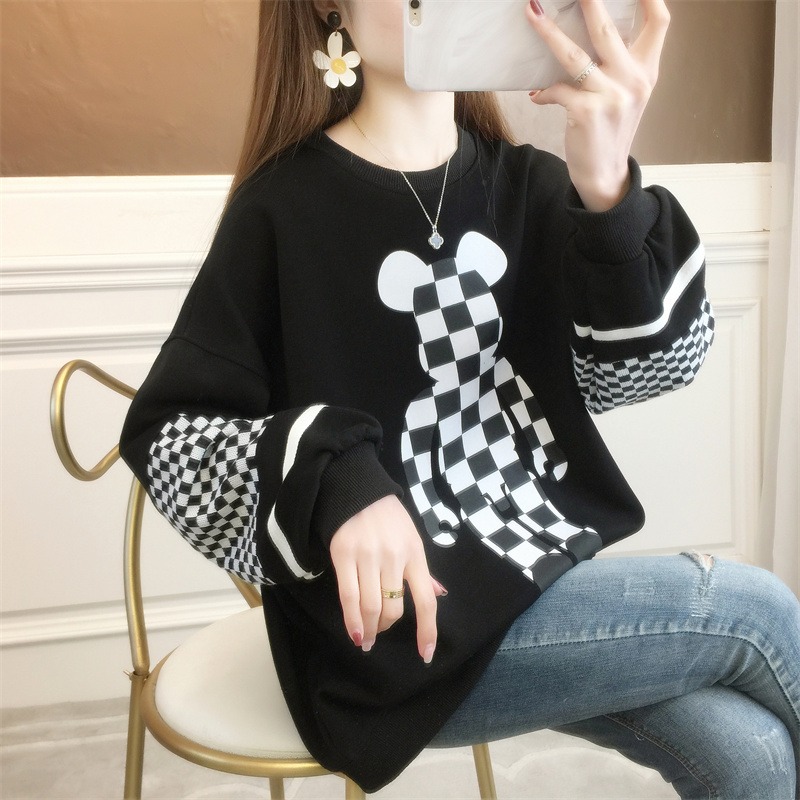 Real shot design sense of minority sweater women's spring and autumn Korean version loose BF lazy thin coat bear coat fashion