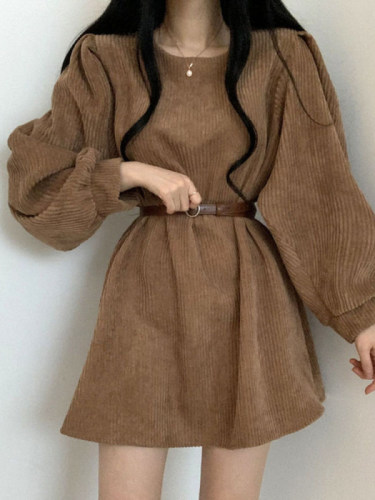 2021 autumn and winter new high cold model women's temperament pure desire for style French design sense of minority corduroy dress