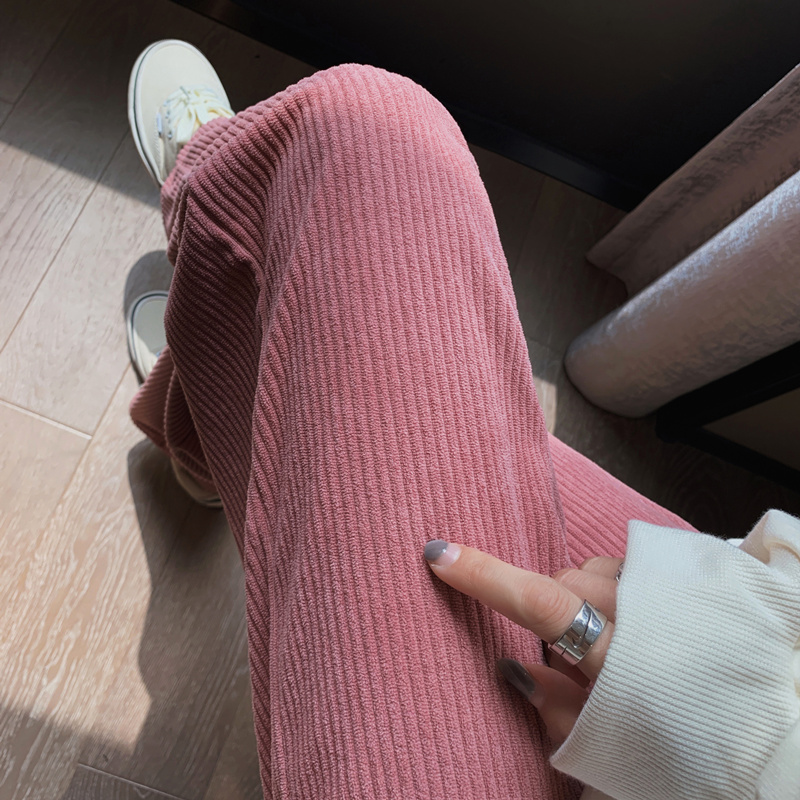 Elastic waist straight tube casual floor mop pants with high waist hanging feeling autumn and winter wide leg pants