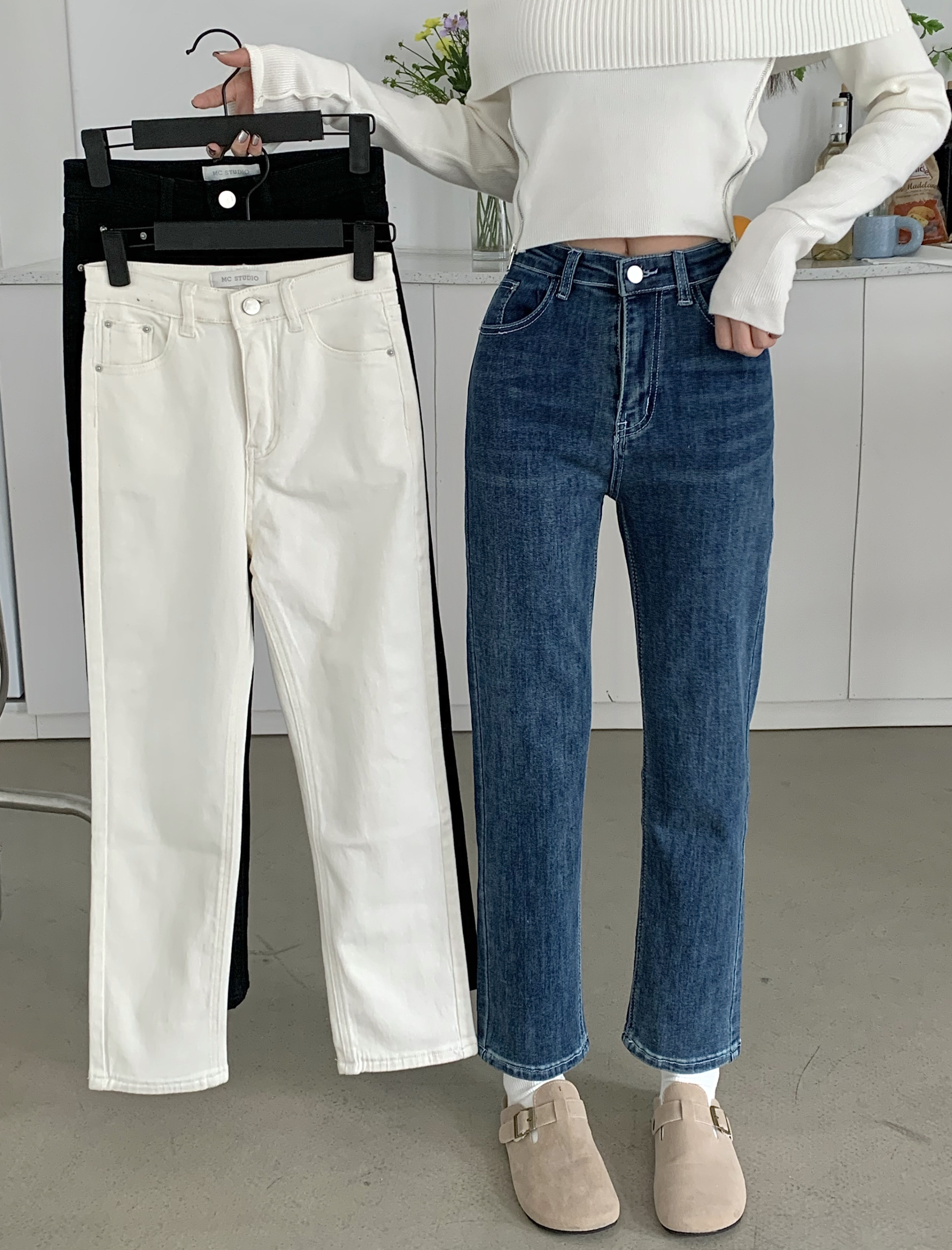 Real price real price Basic elastic thin cigarette pipe small straight jeans