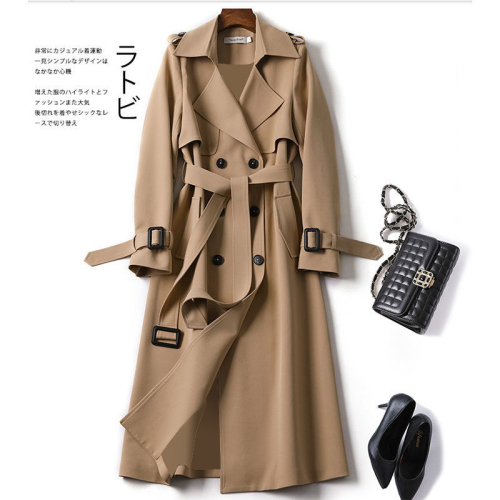 Original quality windbreaker with lining for women's middle and long style new Korean popular British style knee coat autumn winter coat