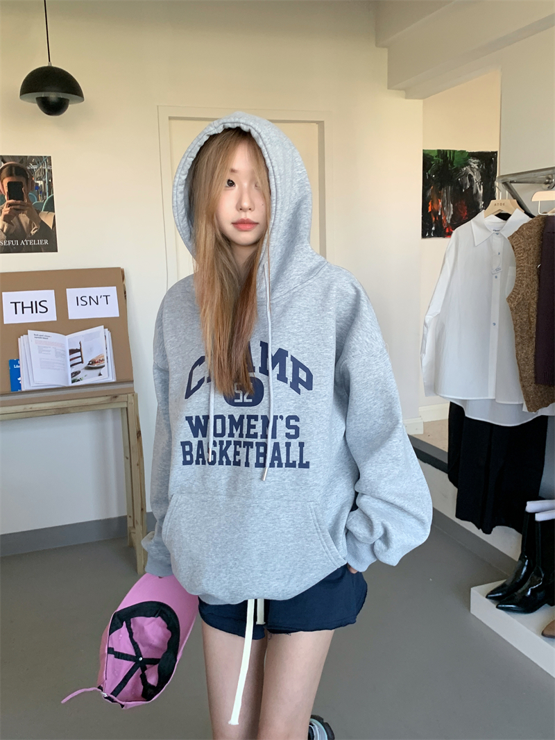 Fish scales + velvet thickening spring and autumn oversize round neck velvet thickening sweater women's autumn and winter long-sleeved top