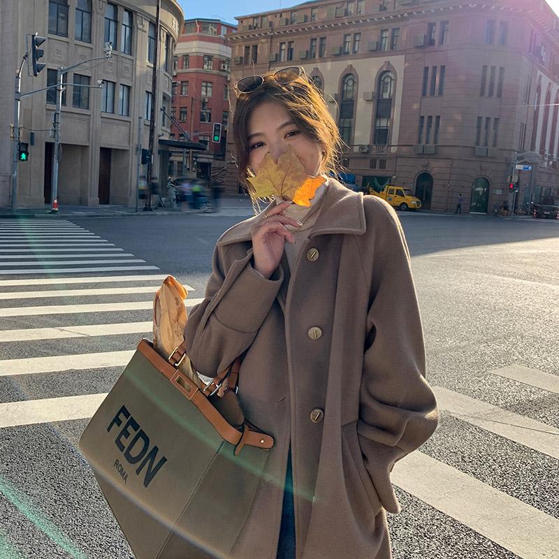 420 grams of dragon and phoenix woolen composite inner woolen suit jacket women's autumn and winter new loose casual thickened