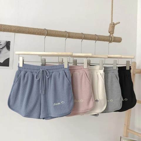 250g waffle 2022 Summer Shorts women's casual wide leg high waist loose and versatile sports home three-part pants wholesale: