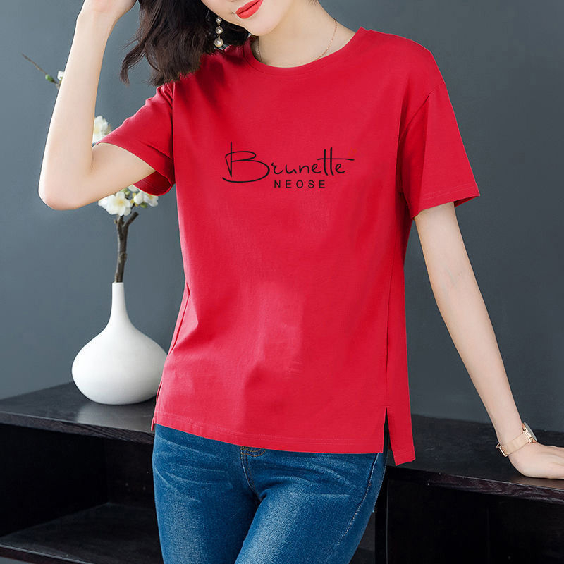 100% cotton short sleeve T-shirt for women 2020 summer new big fat mm printed Korean versatile women's T-shirt