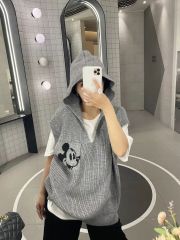 Europe station spring and autumn 2021 new European Mickey hooded sweater women's Vest sleeveless sweater jacket fashion