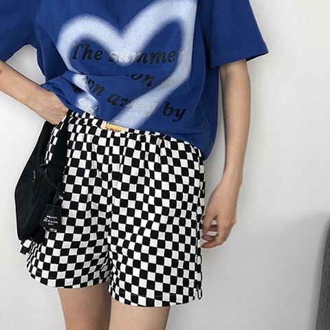 Casual shorts with slit hem  new summer high waist straight tube wide leg loose