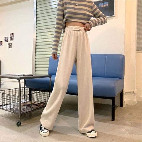 Corduroy wide-leg pants, thickened pants for aunts, fat girls, Korean version, thickened pants for women, winter outerwear