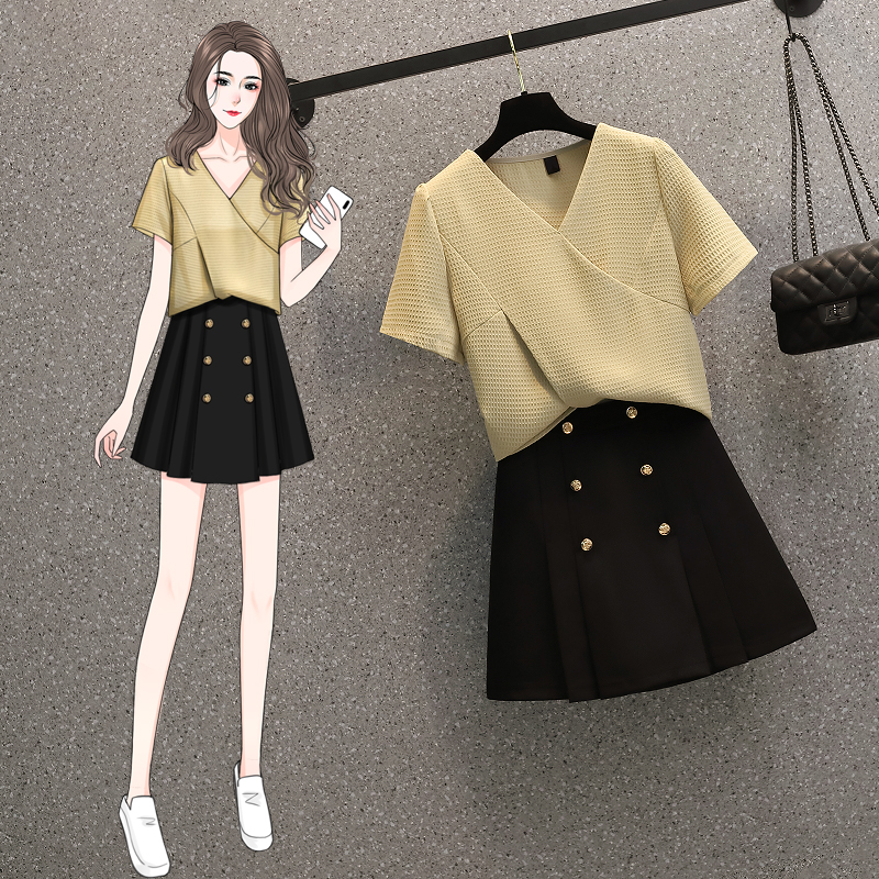 Actual shooting of large size women's wear 2022 summer new slightly fat sister age reduction jacket, foreign style age reduction and thin skirt suit