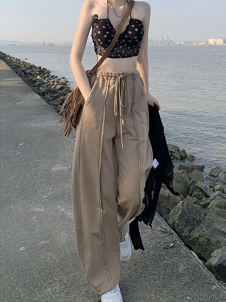 High-waisted casual pants women's autumn thin section thin all-match small loose-fitting wide-leg pants