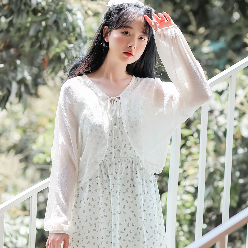 Real shooting Chiffon fairy lace bandage sweet anti cough cardigan