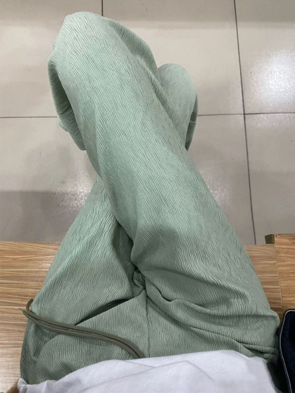 Intransparent pleated wide-leg pants women's spring and summer thin high waist texture pants
