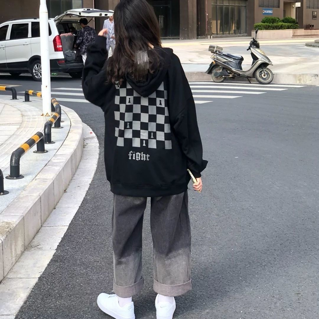 6535 fish scale hooded sweater women's 2022 spring and autumn new style letter print coat tide