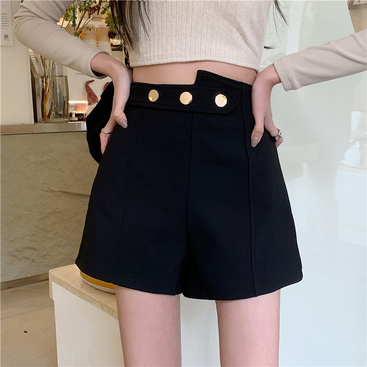Real Price Autumn and Winter Thickened Casual Pants Women's All-match Thin Buttons Decorated Outer Wear Shorts