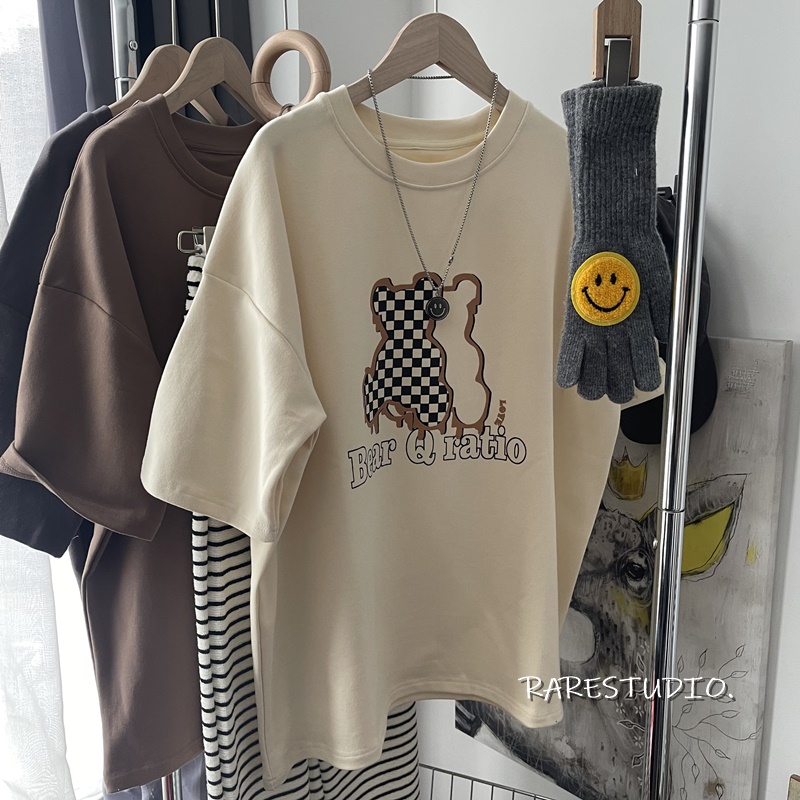 Official picture spring and summer short-sleeved printed T-shirt Four fabrics to choose from Cotton Back collar