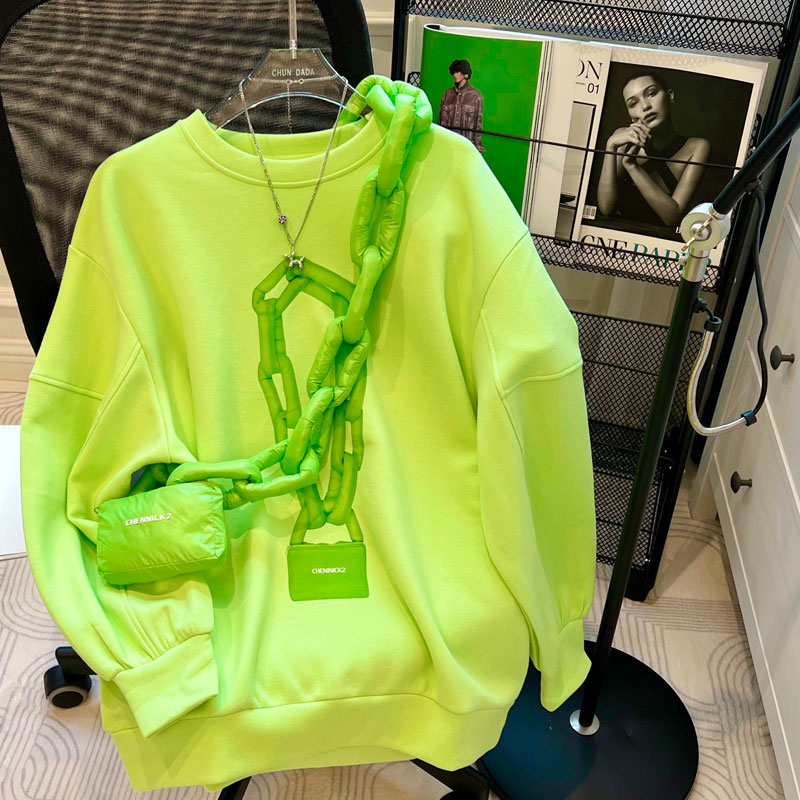 Sweater women's 2022 new style delivery bag high-end super good-looking oversize autumn round neck long-sleeved top trendy