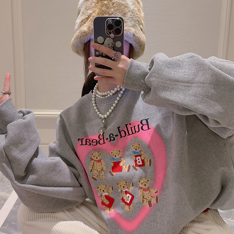 Official picture of actual price pure cotton Chinese cotton back collar spring large size women's thin/fleece sweatshirt
