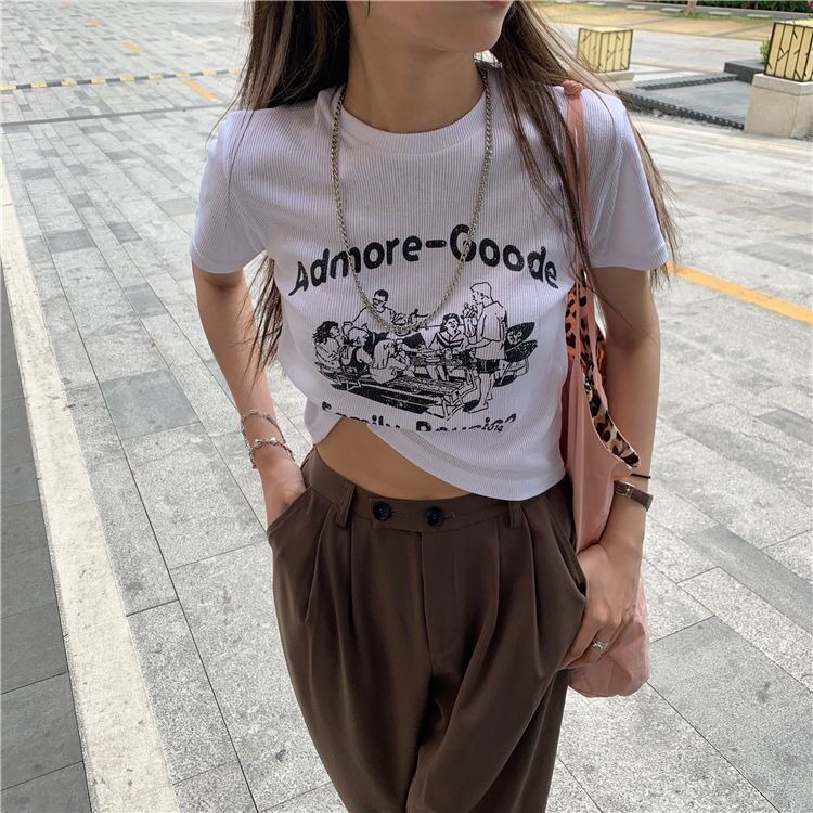 New Hong Kong Vintage printed short sleeve T-shirt