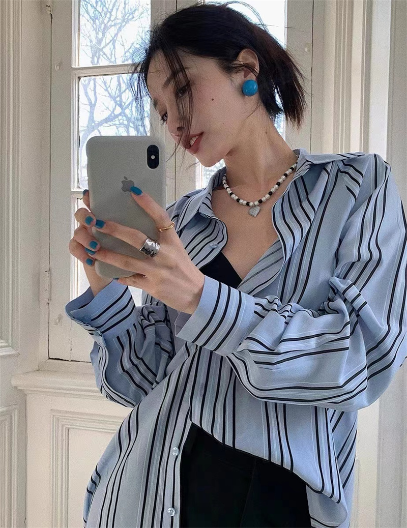 East Gate striped shirt net red same net red high price and low price glyp spring new style