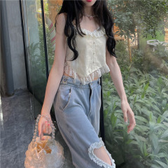 The sweetheart party suspender Spice Girl LACE VEST design sense of minority outer wear top women's inner wear