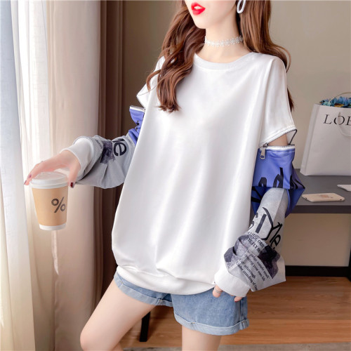 Real shooting cotton large size women's clothing spring and autumn thin long sleeve sweater women's Korean version loose and thin design top net red