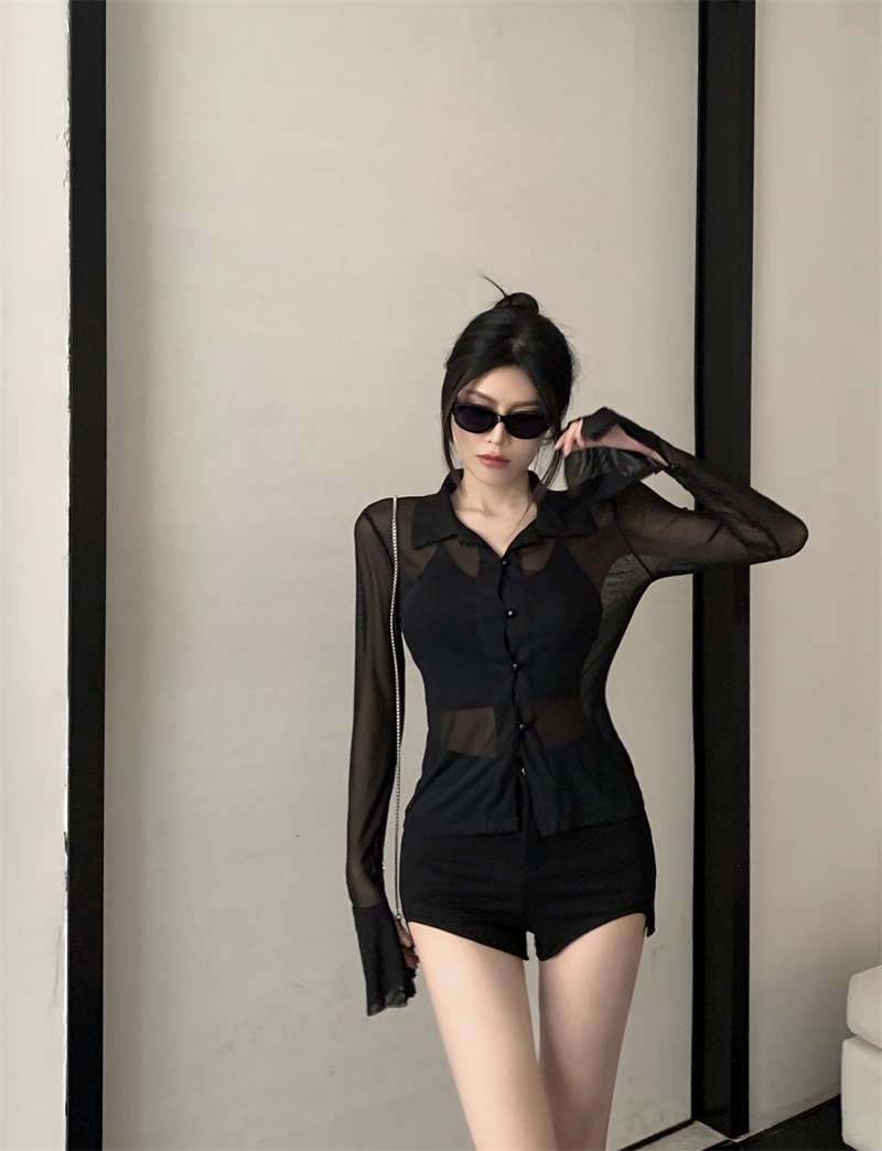 Real shot real price tea set 2023 spring new celebrity style royal sister fan hot girl tops and shorts