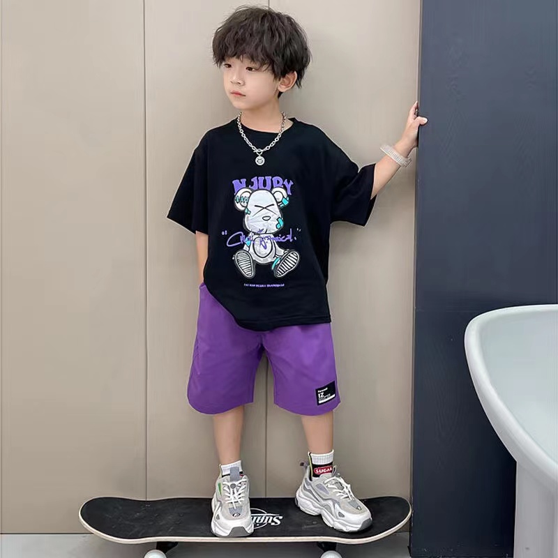 Boys' summer suit 2023 new net red children's handsome boy trendy summer foreign sports two-piece suit