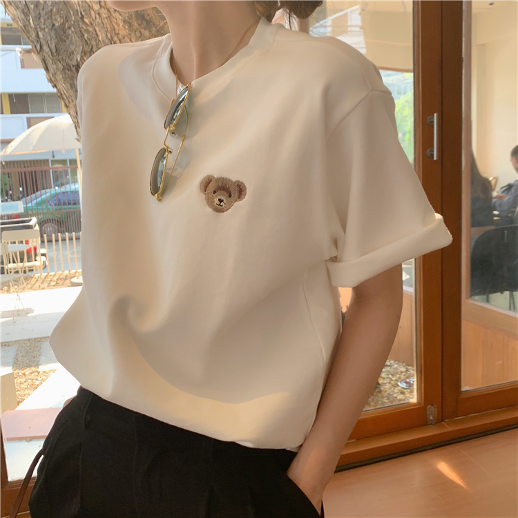 Guantu cotton embroidered bear's Short Sleeve T-Shirt