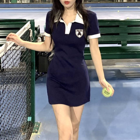 Battle dress cute bear pure desire polo dress women's thin hot girl short skirt new summer style