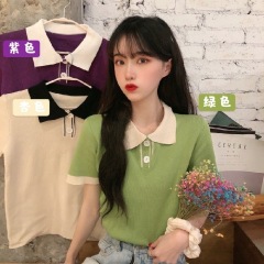 872 real price; summer new Japanese super fire knitting short sleeve small T-shirt student bottomed polo