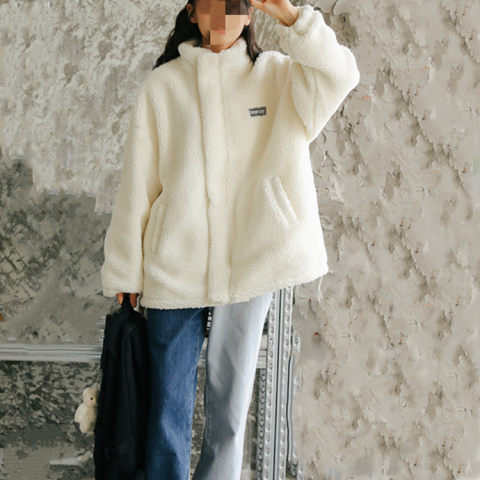 Popular women's winter all-match lamb wool coat 400g lamb fleece