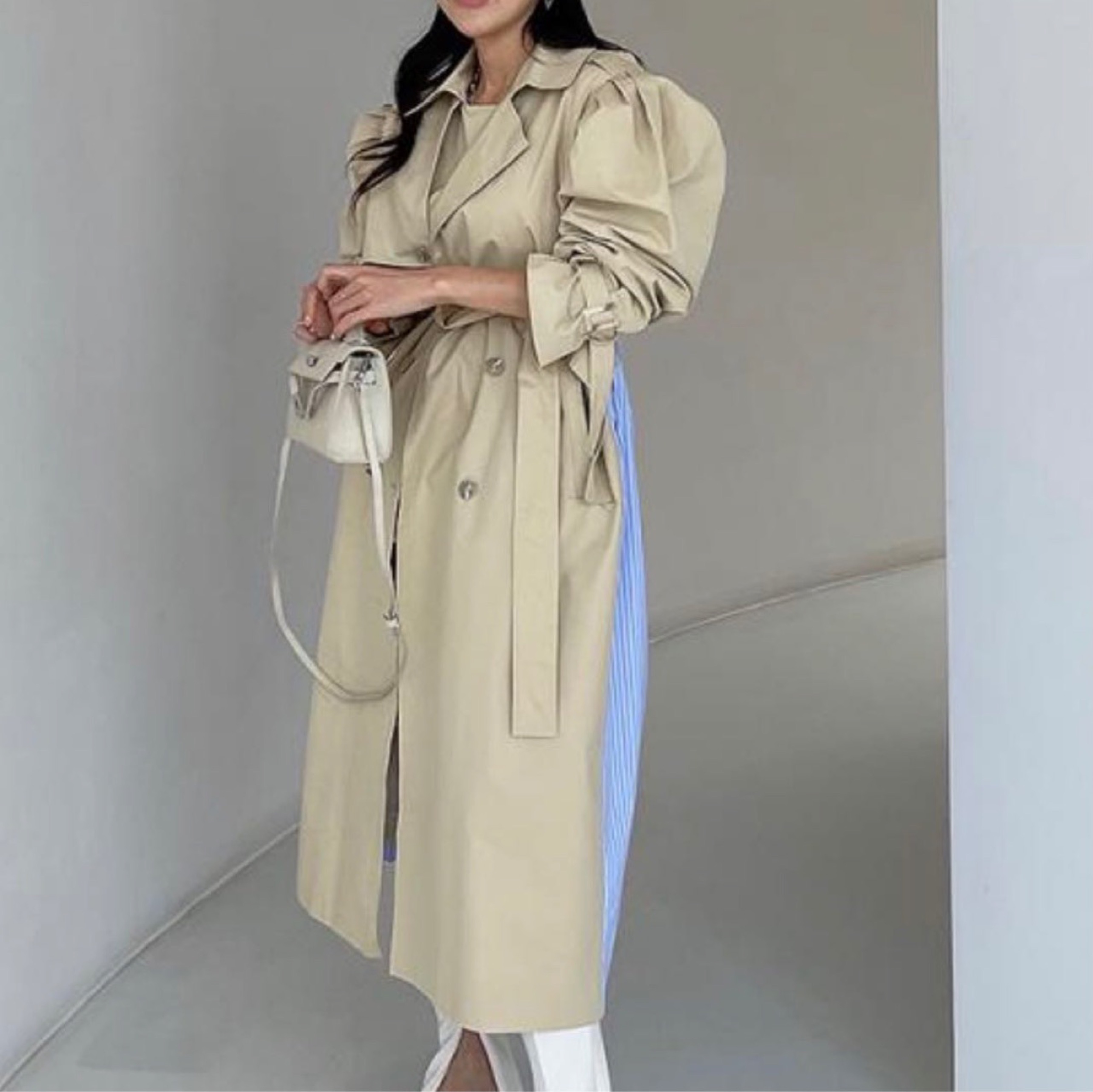 Spot ins net red design sense niche stitching loose and thin trench coat women