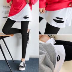 Hole bottomed skirt women's small skirt versatile sweater partner's exposed white edge T-shirt overlapped with half skirt