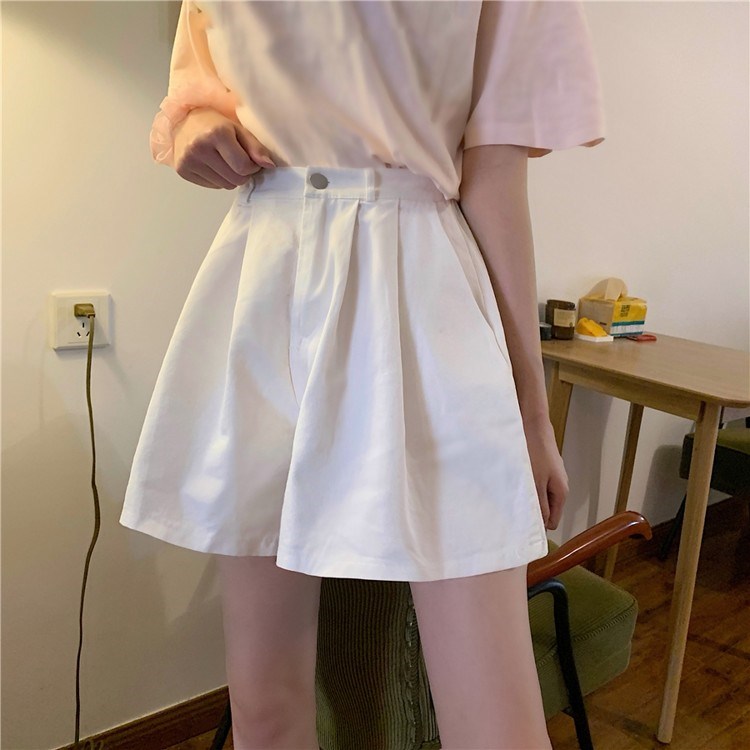 100 cotton casual shorts women's summer 2022 new high waist slim and loose, wear versatile A-shaped wide leg pants