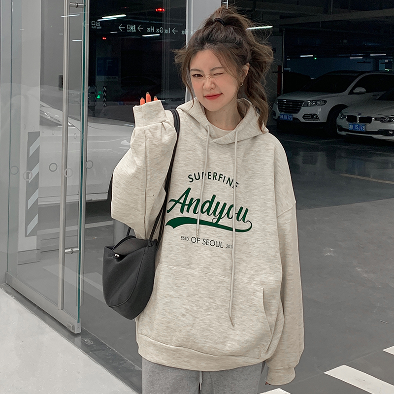 Real shot ins super hot sweater women's hooded jacket Korean version of the trendy loose and lazy top