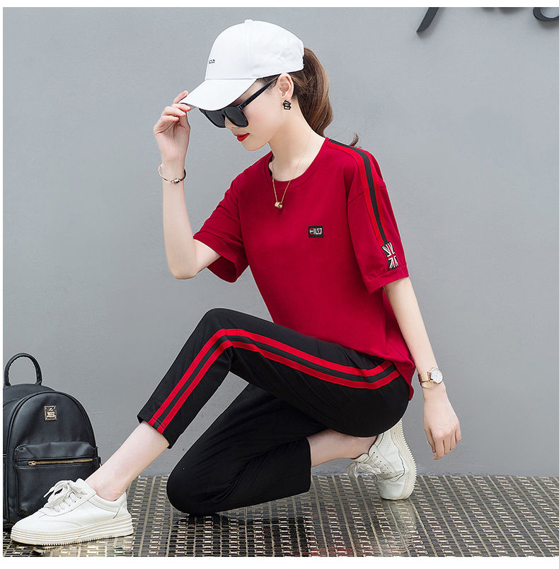 Sportswear women's summer new loose size casual wear fashion short sleeve two piece suit